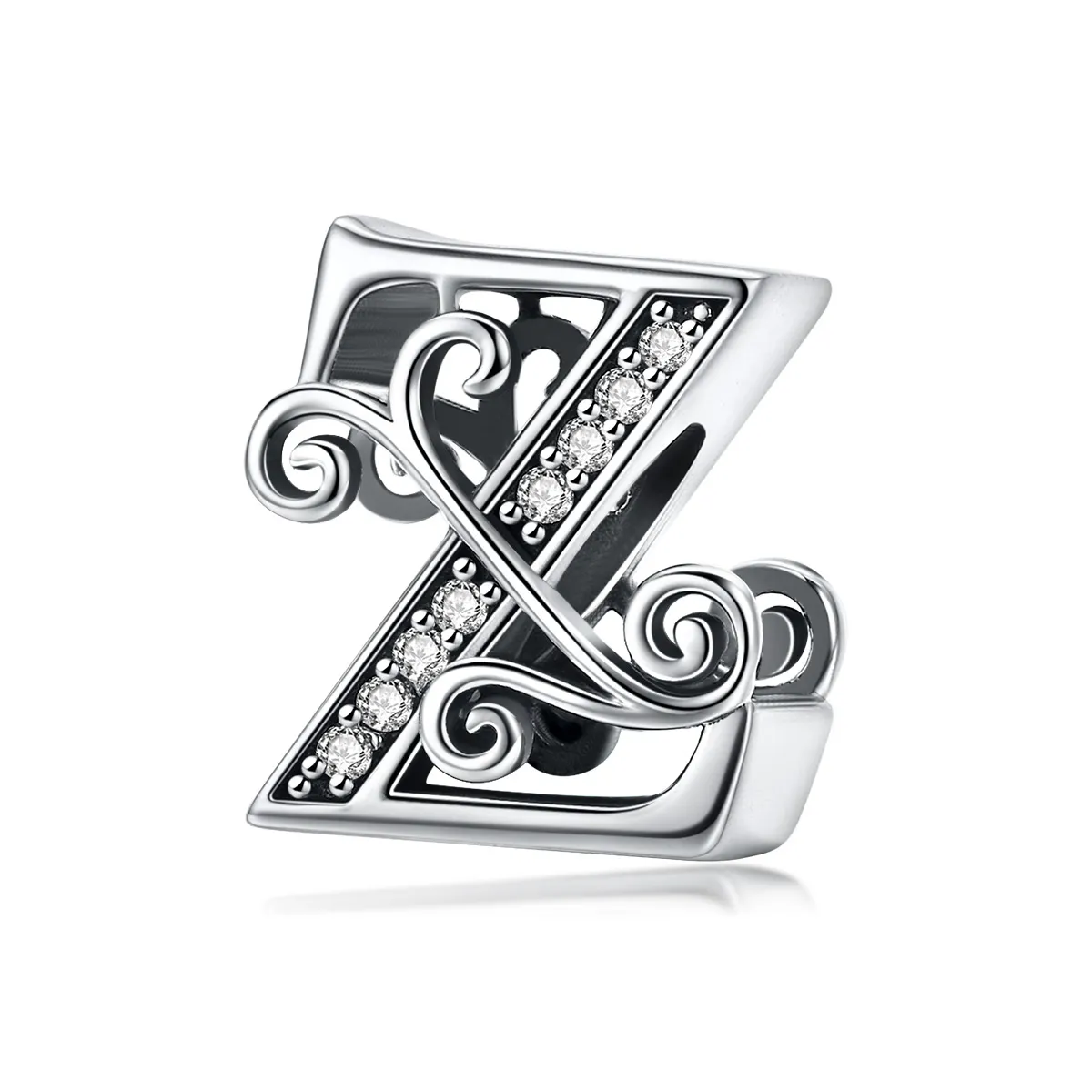 pandora style sparkling pavé flower letter z charm bsc030z