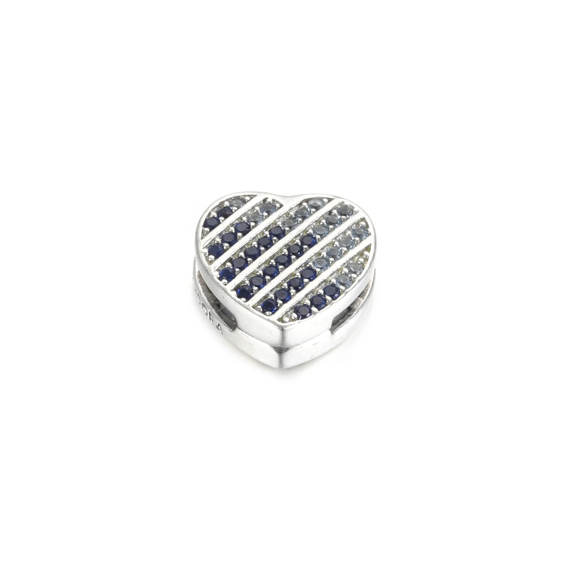 PANDORA Blue Pavé Heart Clip Charm - 799346C01