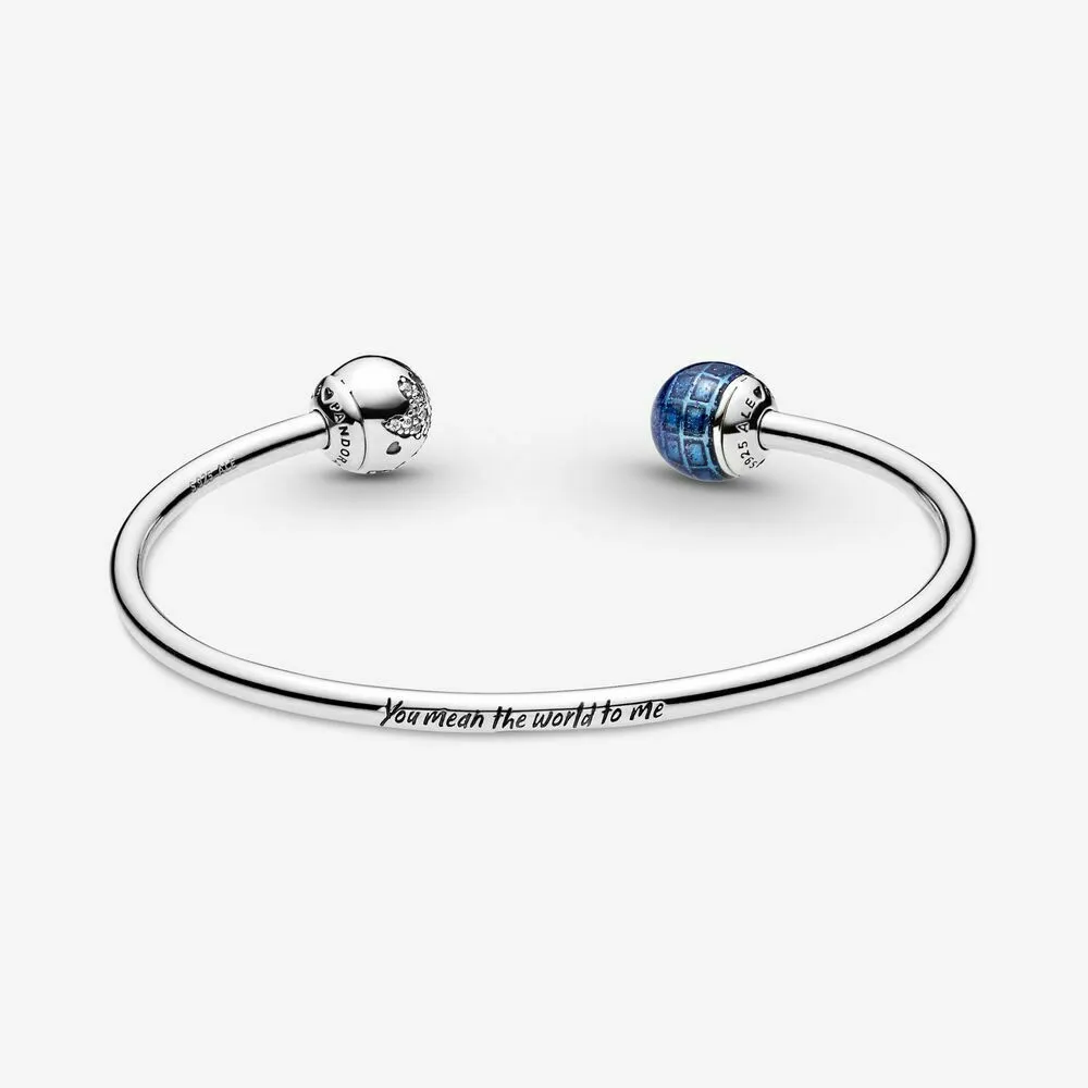 pandora blue planet and globe open bangle 599223c01