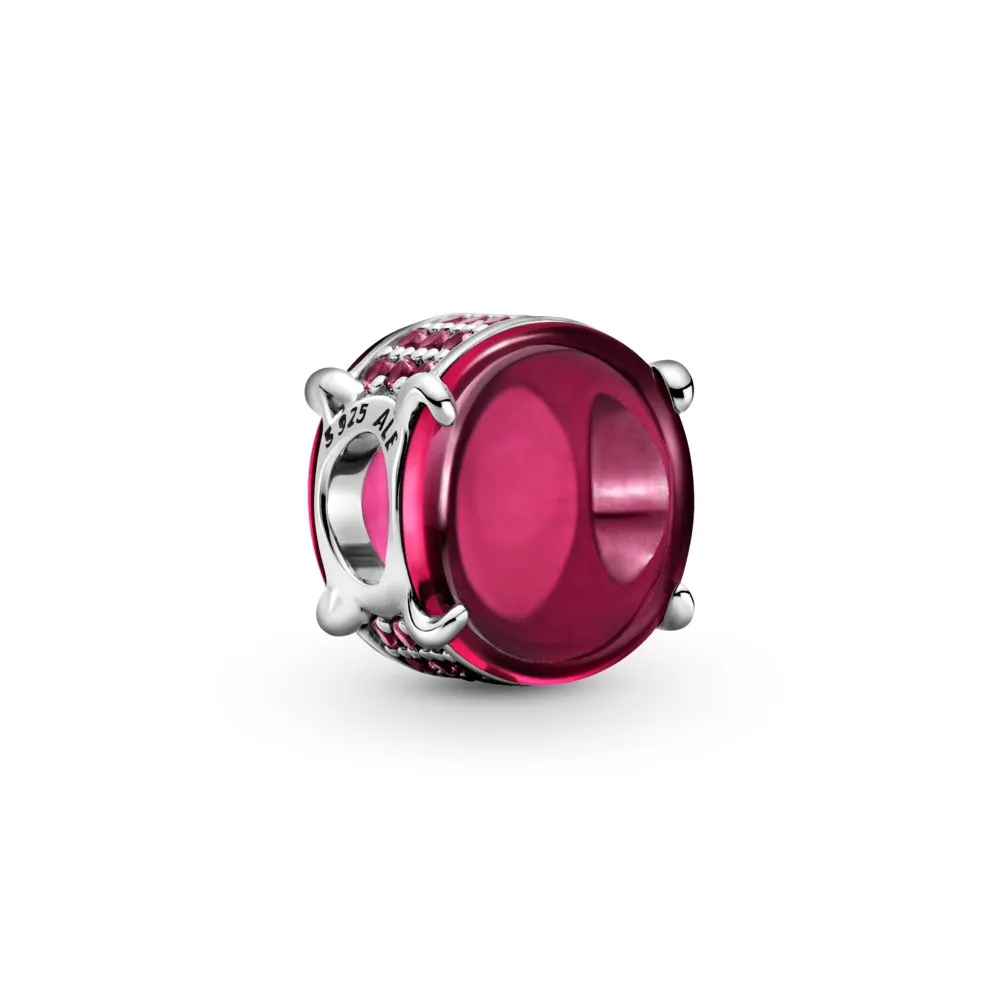 PANDORA Fuchsia Rose Oval Cabochon Charm - 799309C01