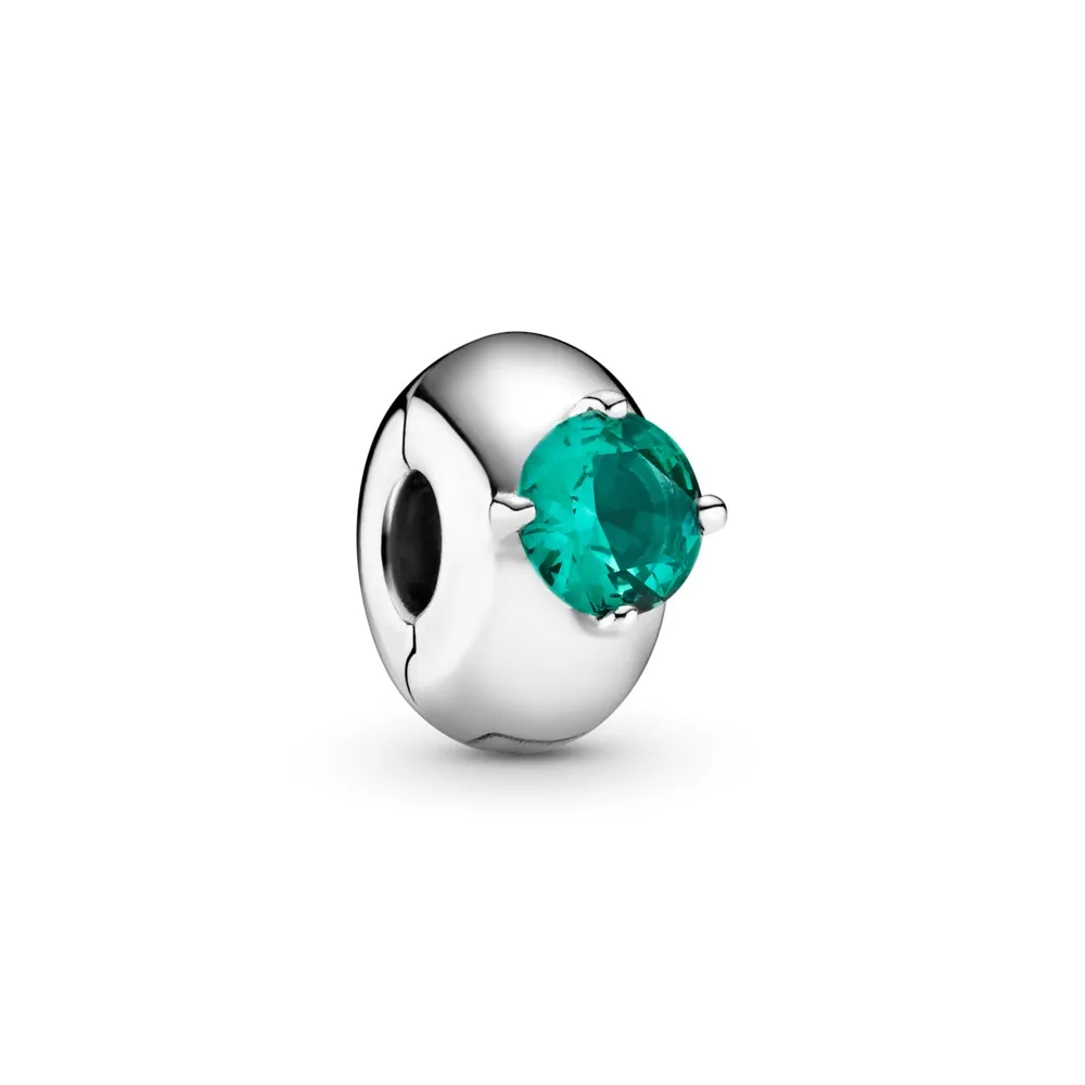 PANDORA Green Round Solitaire Clip Charm - 799204C03