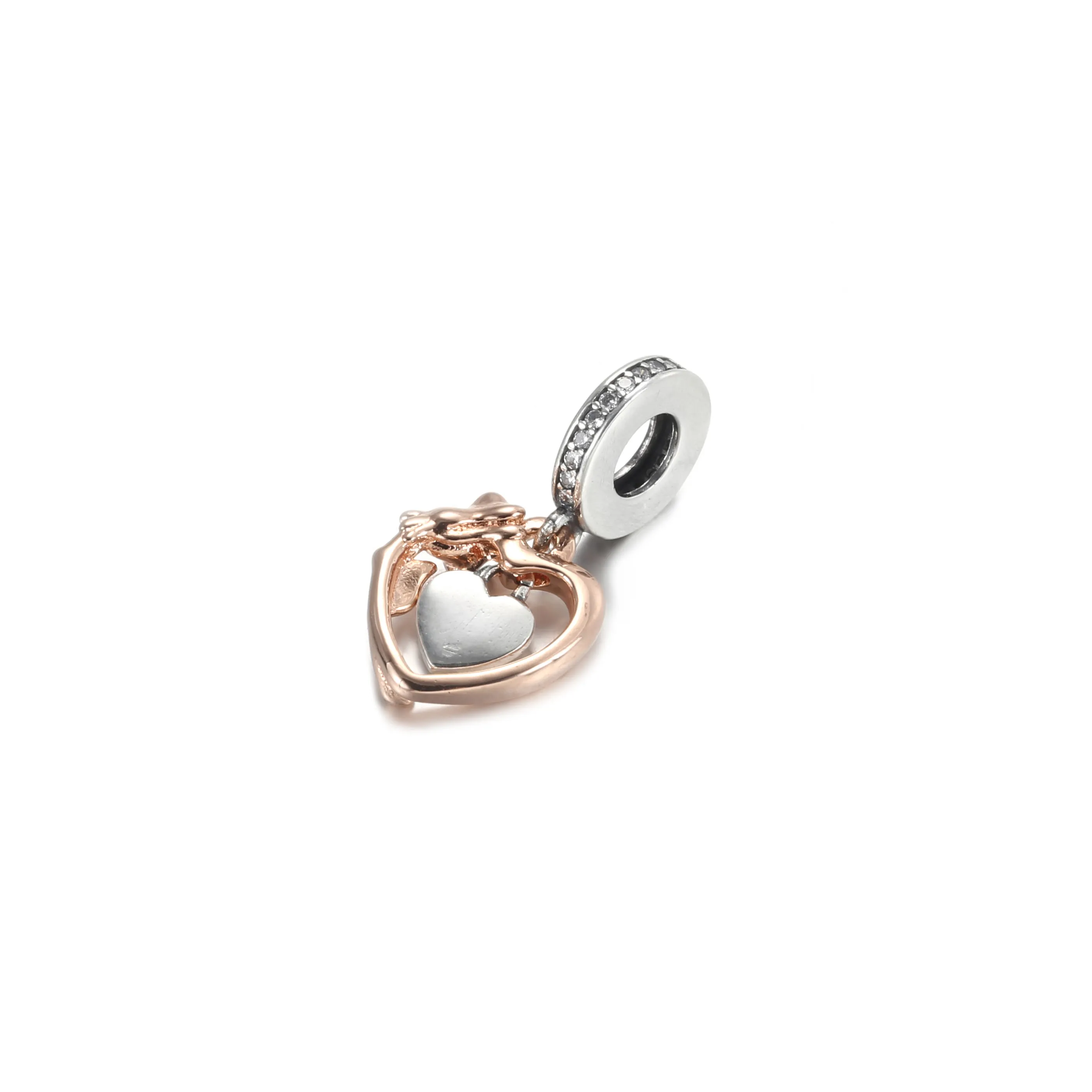 PANDORA Heart & Rose Flower Dangle Charm - 789290C01