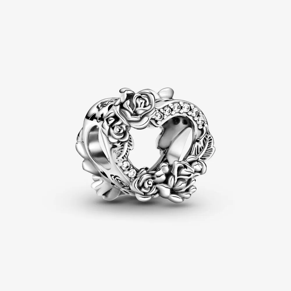 pandora open heart rose flowers charm 799281c01