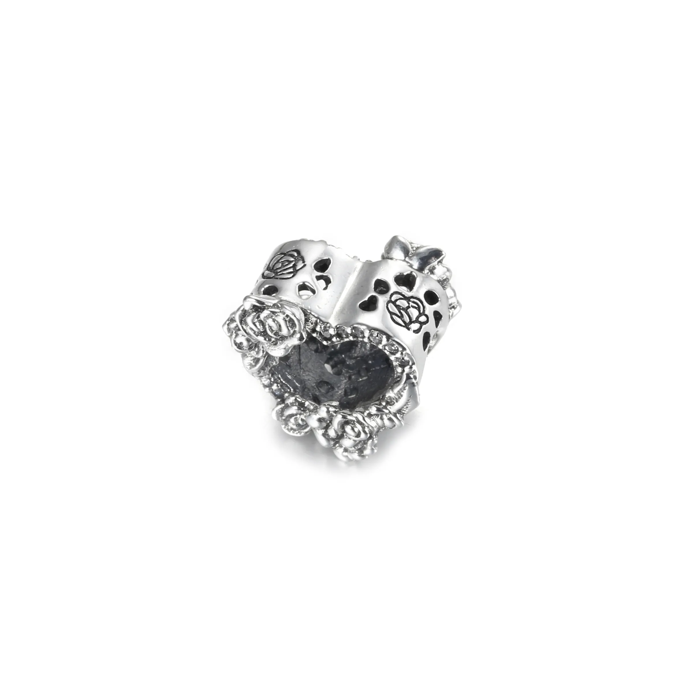 PANDORA Open Heart & Rose Flowers Charm - 799281C01