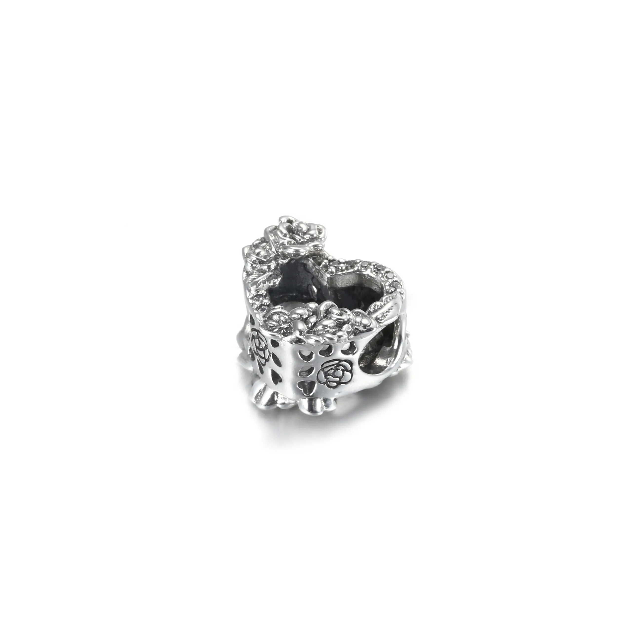 PANDORA Open Heart & Rose Flowers Charm - 799281C01