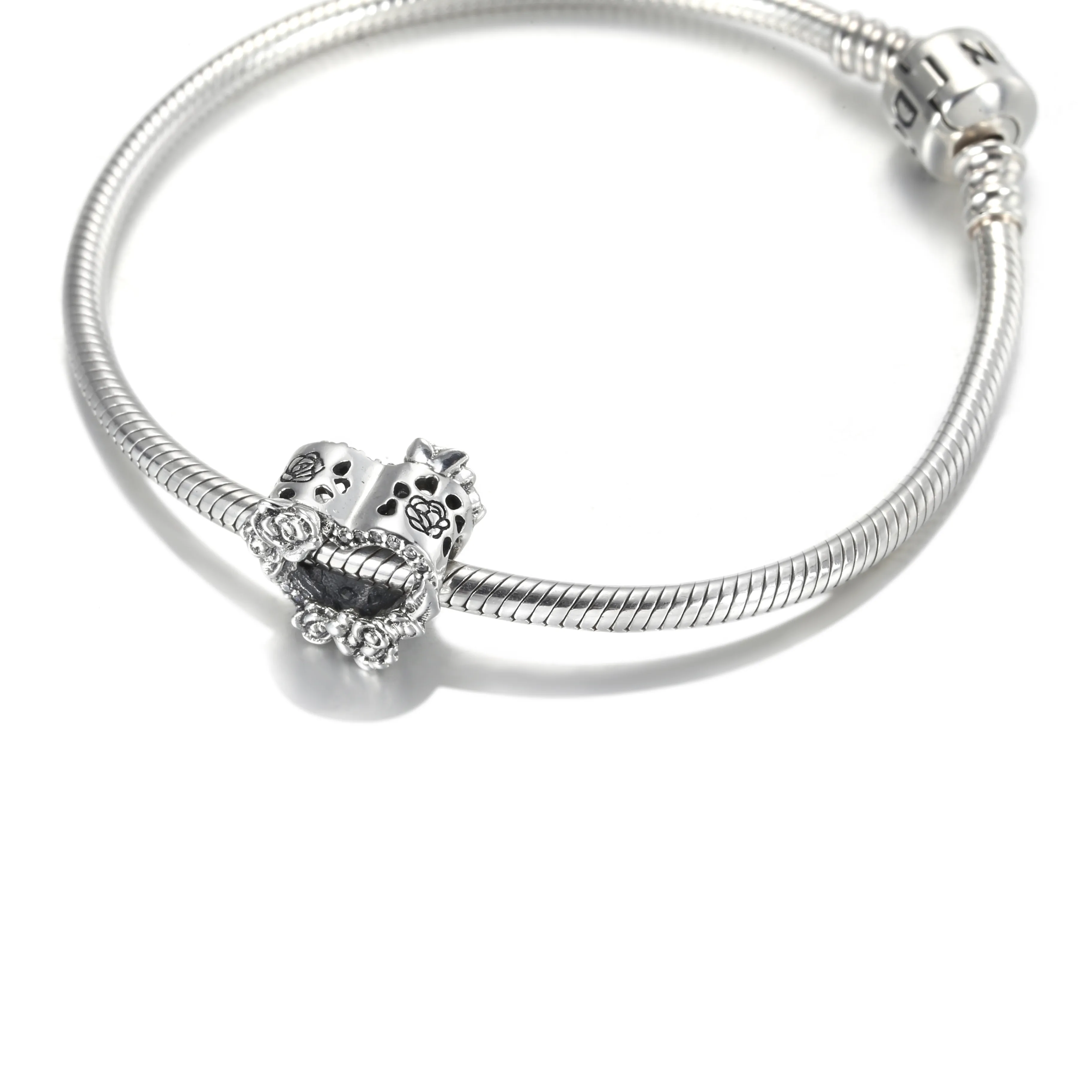 PANDORA Open Heart & Rose Flowers Charm - 799281C01