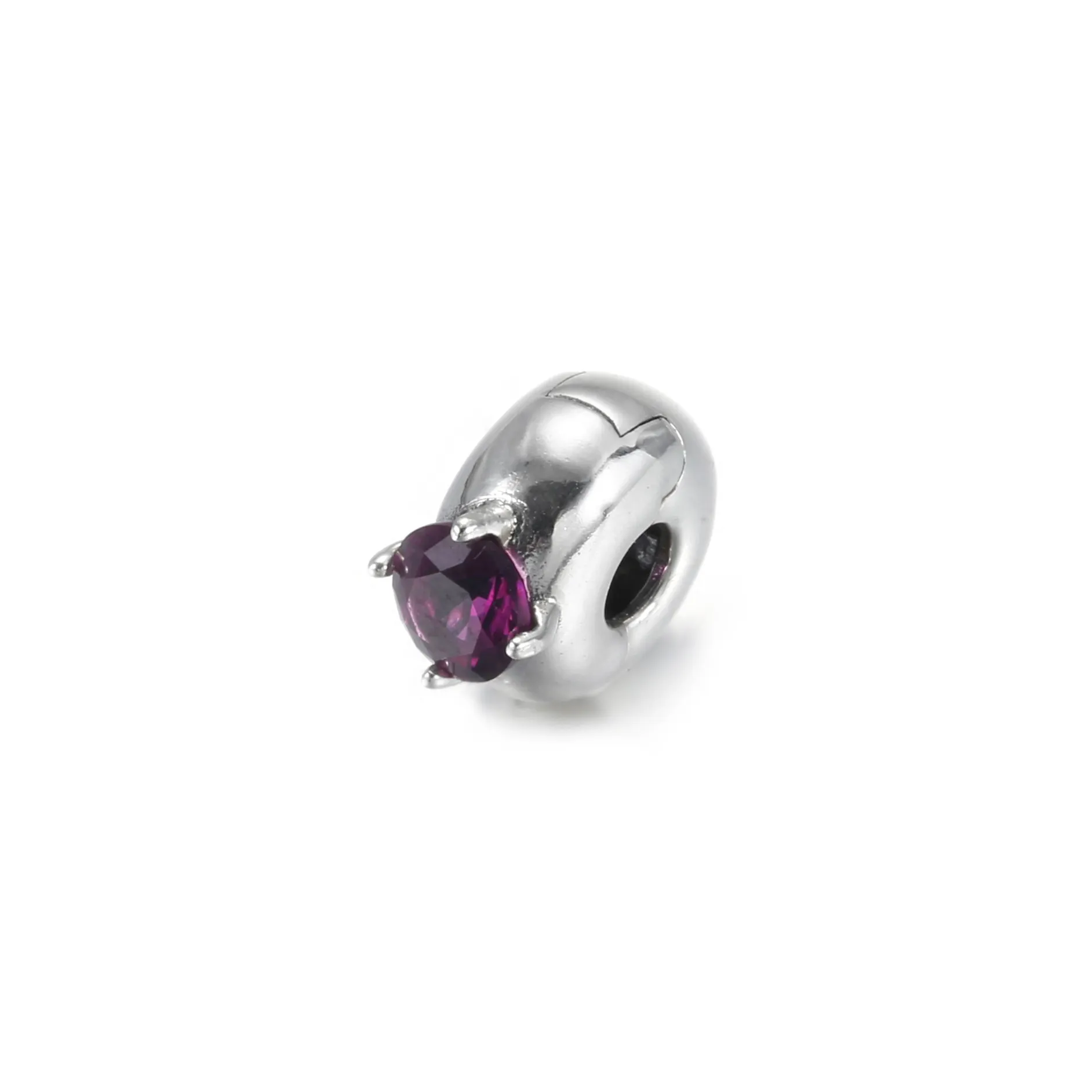 PANDORA Purple Round Solitaire Clip Charm - 799204C02