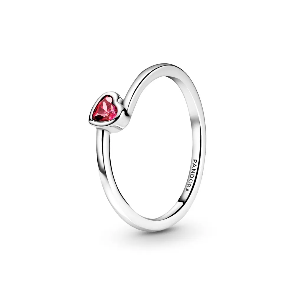 PANDORA Red Tilted Heart Solitaire Ring - 199267C01