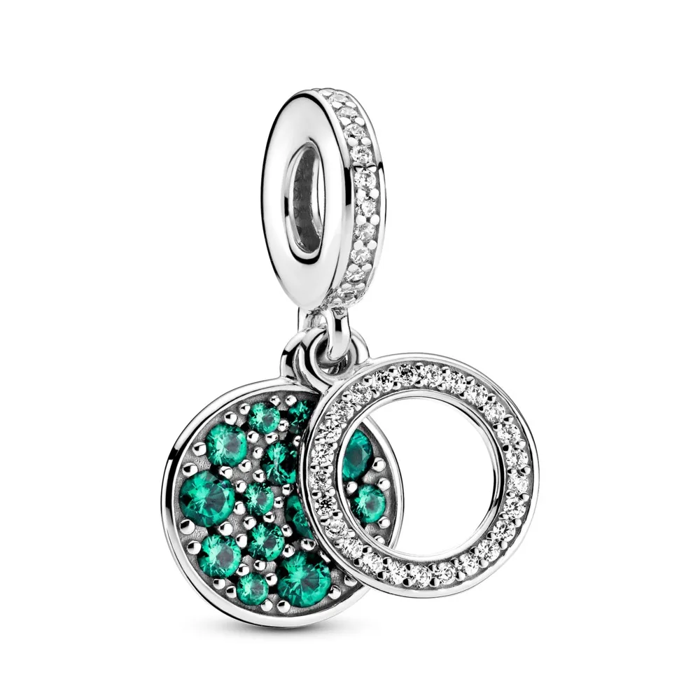 PANDORA Sparkling Green Disc Double Dangle Charm - 799186C02