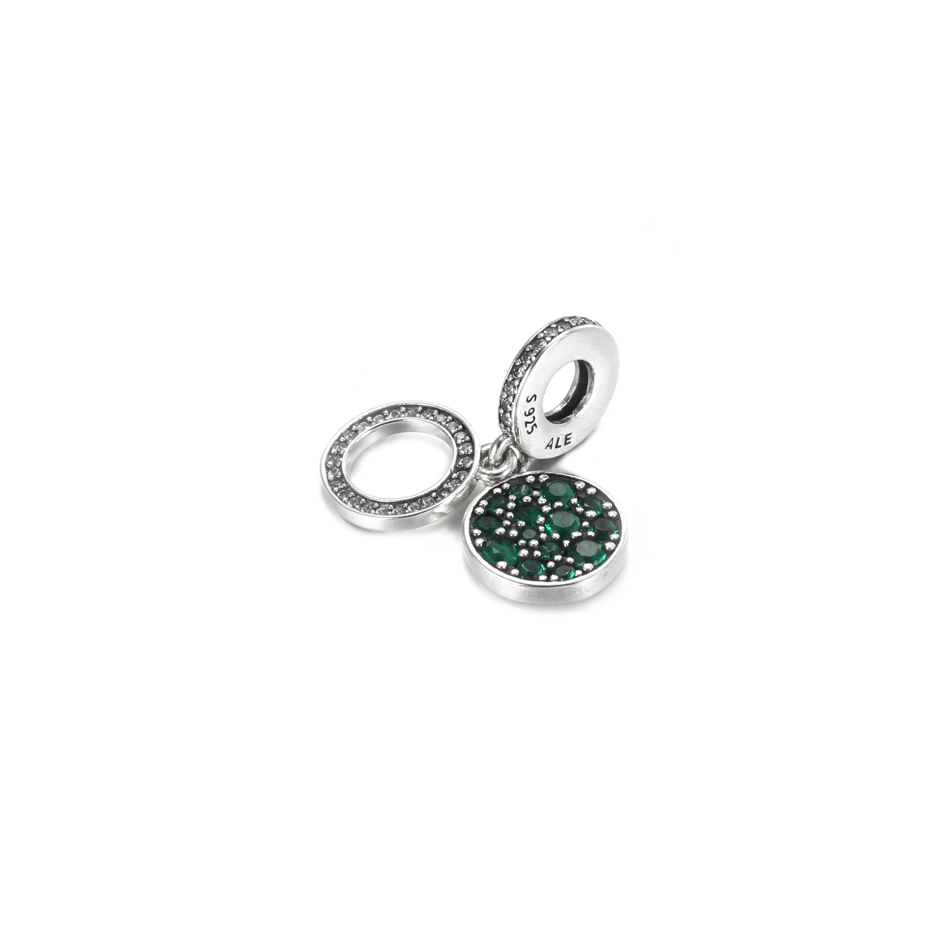 PANDORA Sparkling Green Disc Double Dangle Charm - 799186C02