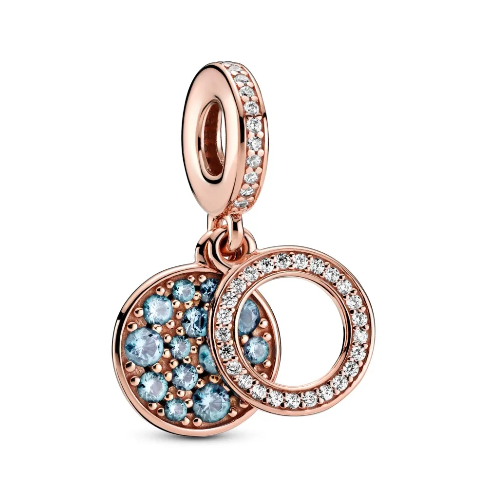 PANDORA Sparkling Light Blue Disc Double Dangle Charm - 789186C03