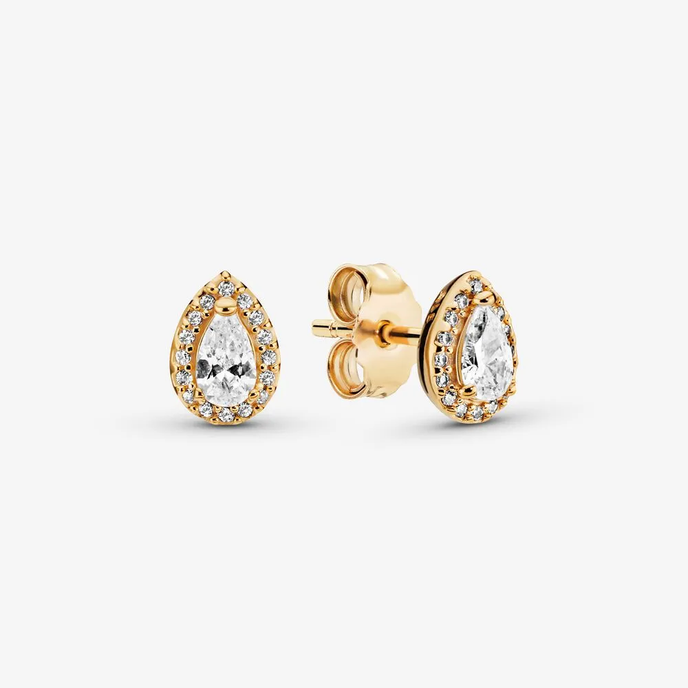 pandora sparkling teardrop halo stud earrings 268724c01