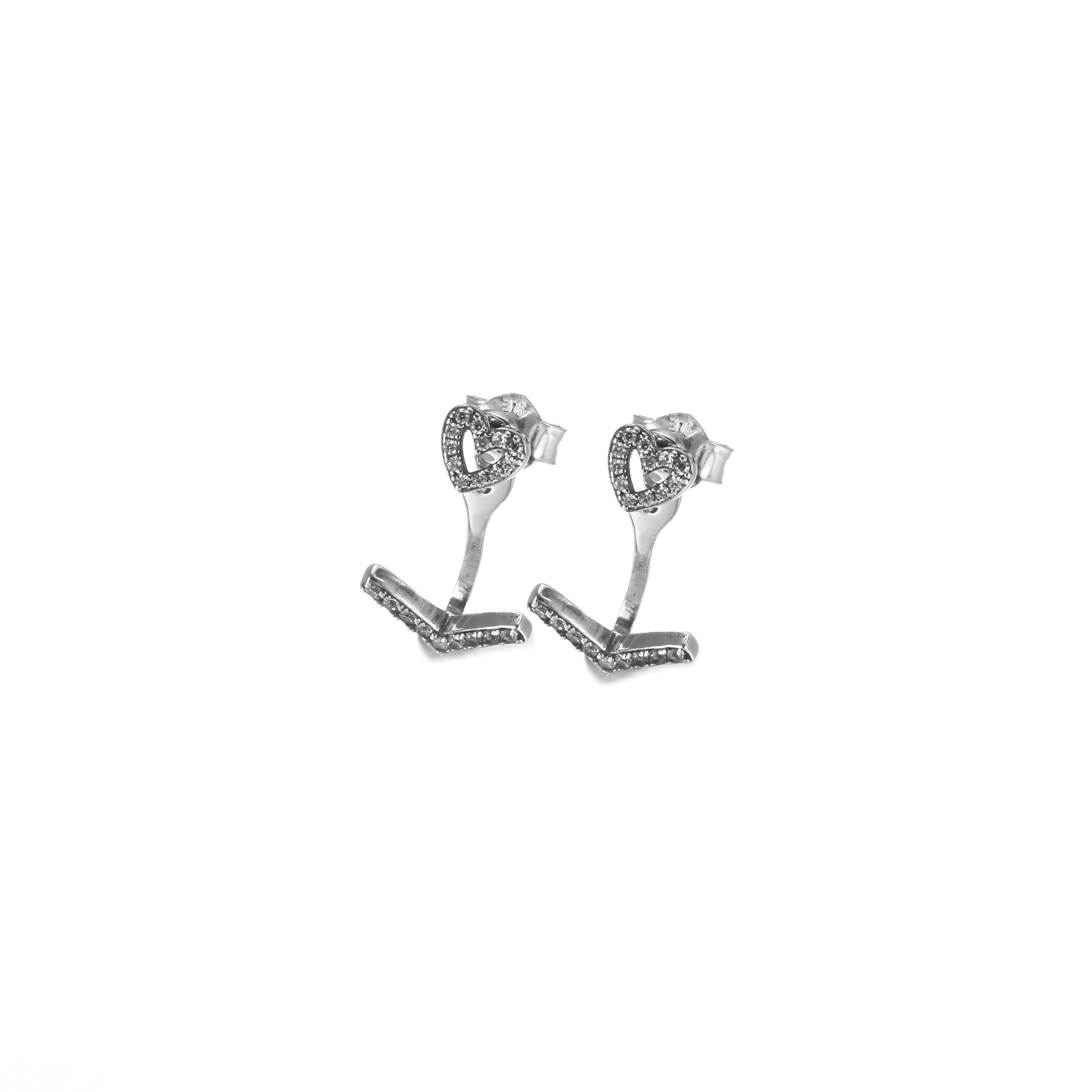 PANDORA Sparkling Wishbone Heart Stud Earrings - 299280C01