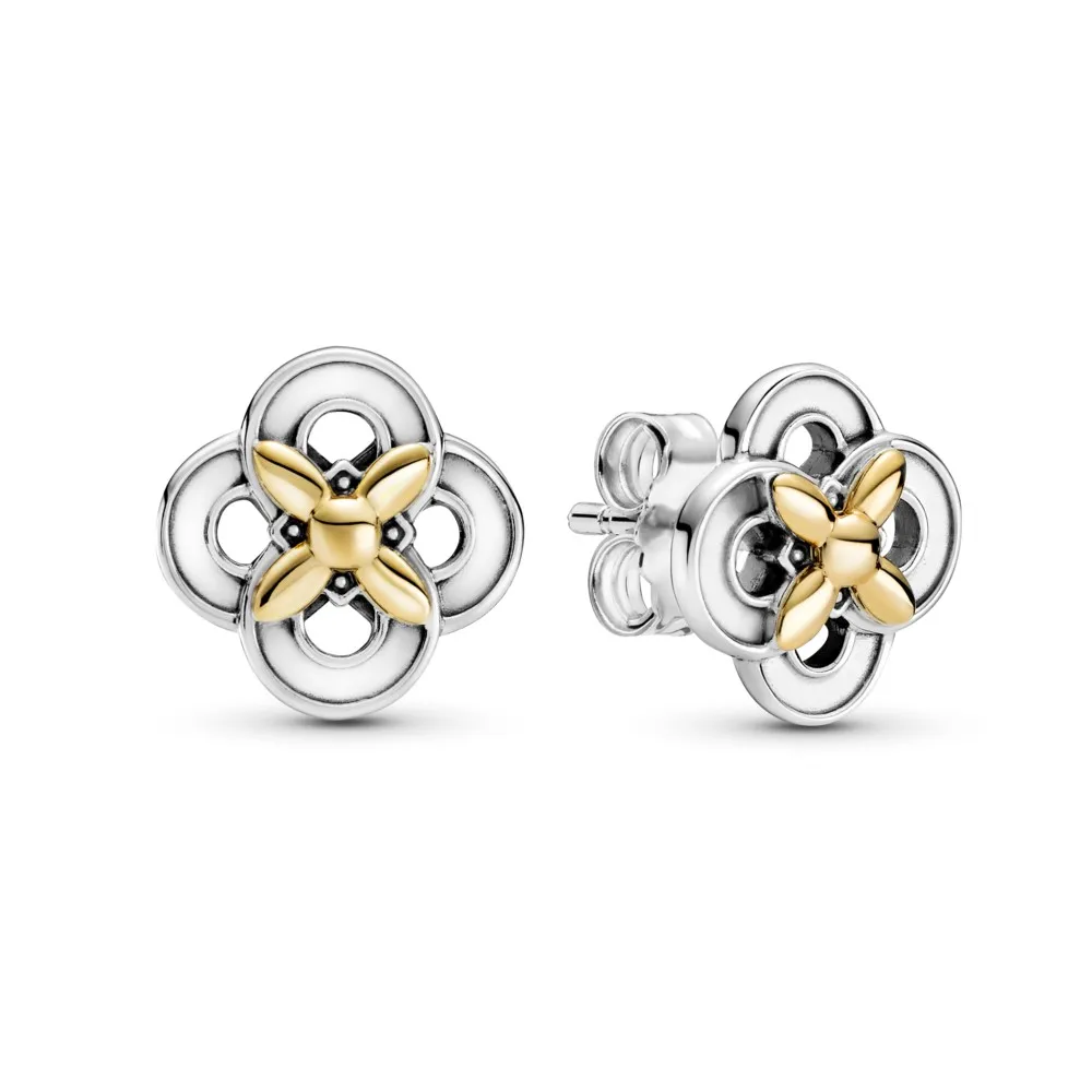 pandora twotone flower stud earrings 299349c00