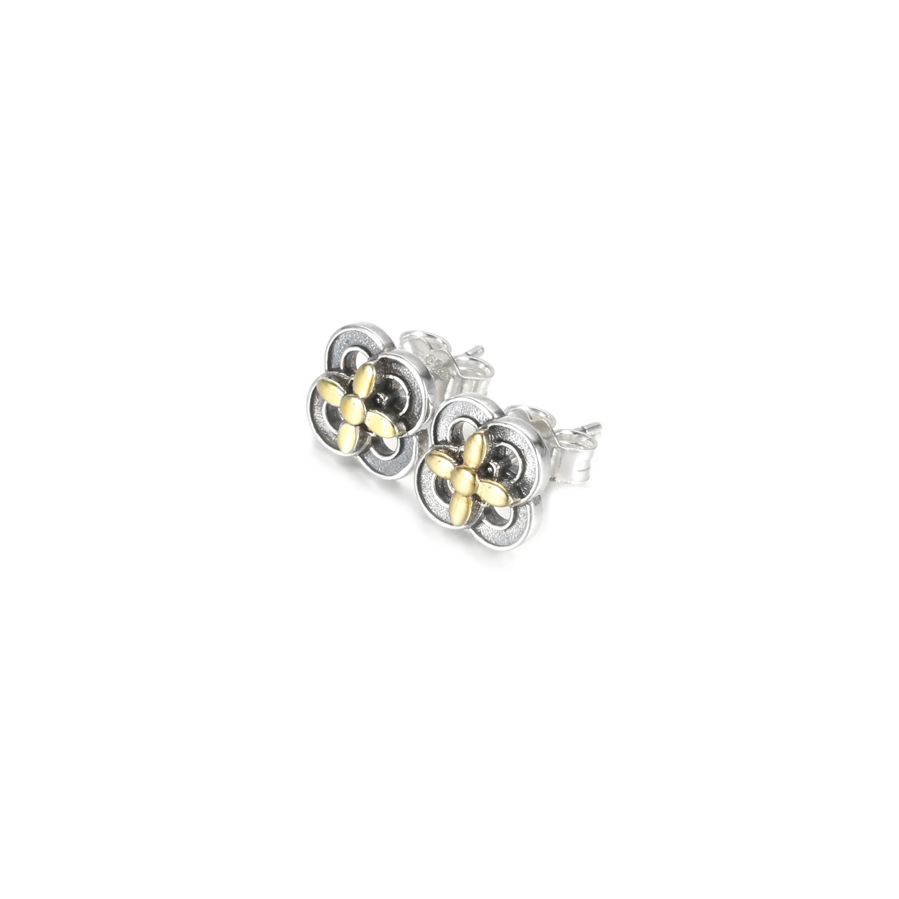 PANDORA Two-tone Flower Stud Earrings - 299349C00