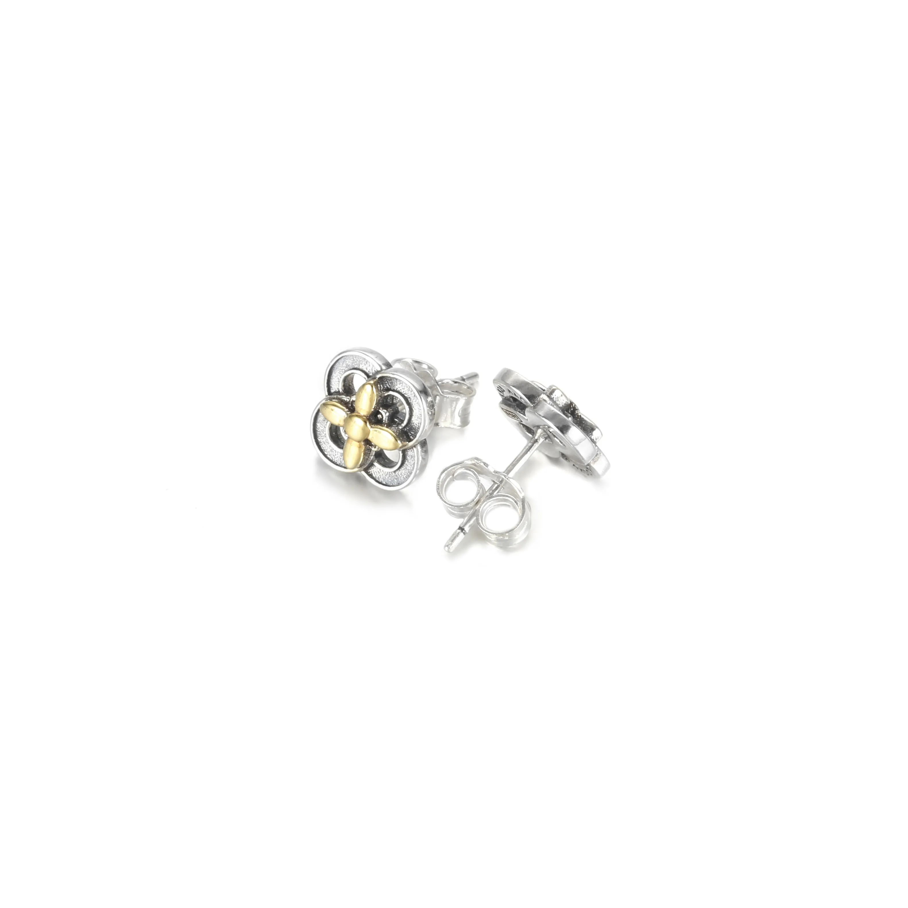 PANDORA Two-tone Flower Stud Earrings - 299349C00