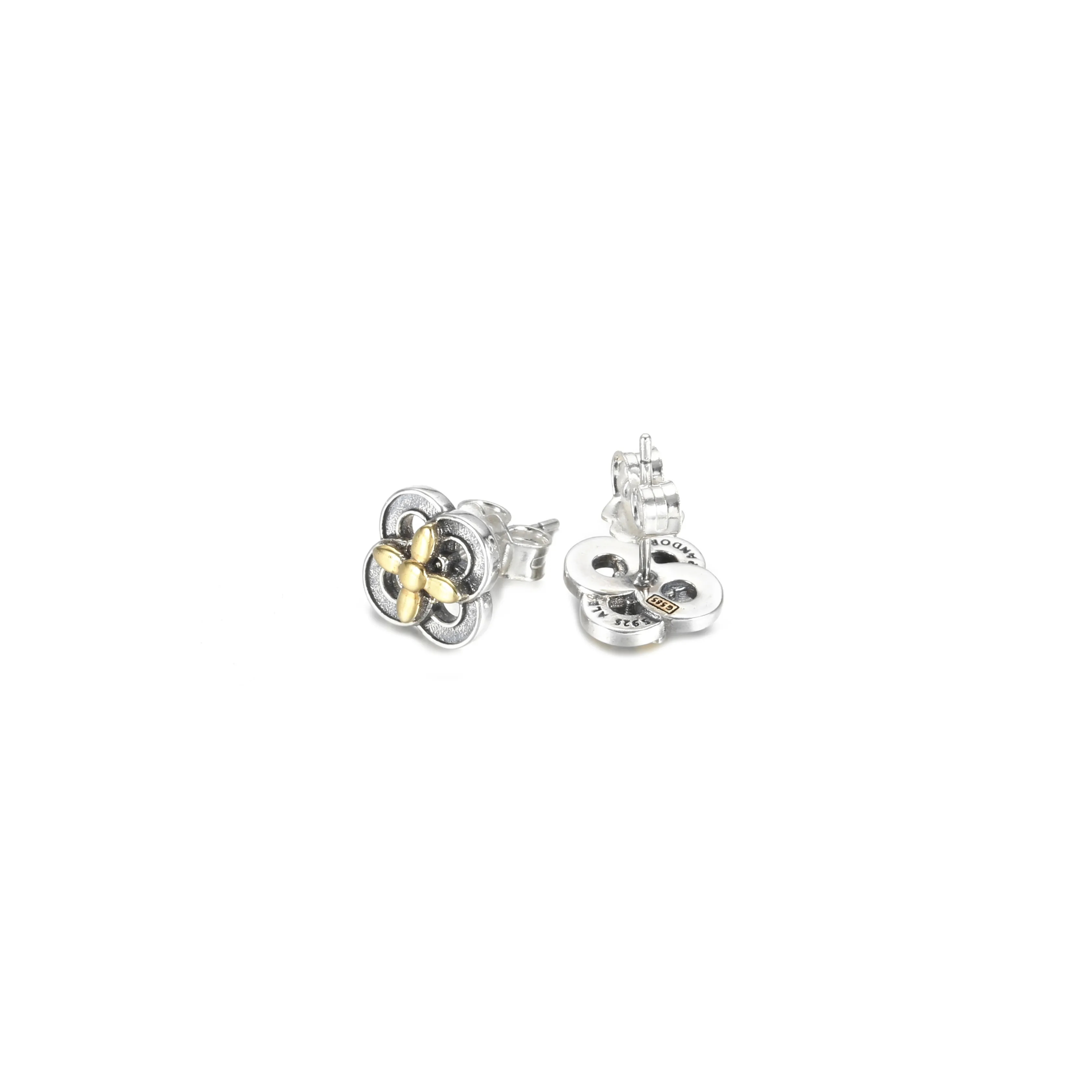 PANDORA Two-tone Flower Stud Earrings - 299349C00