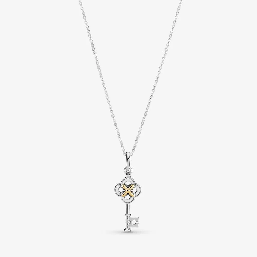 PANDORA Two-tone Key & Flower Necklace - 399339C01