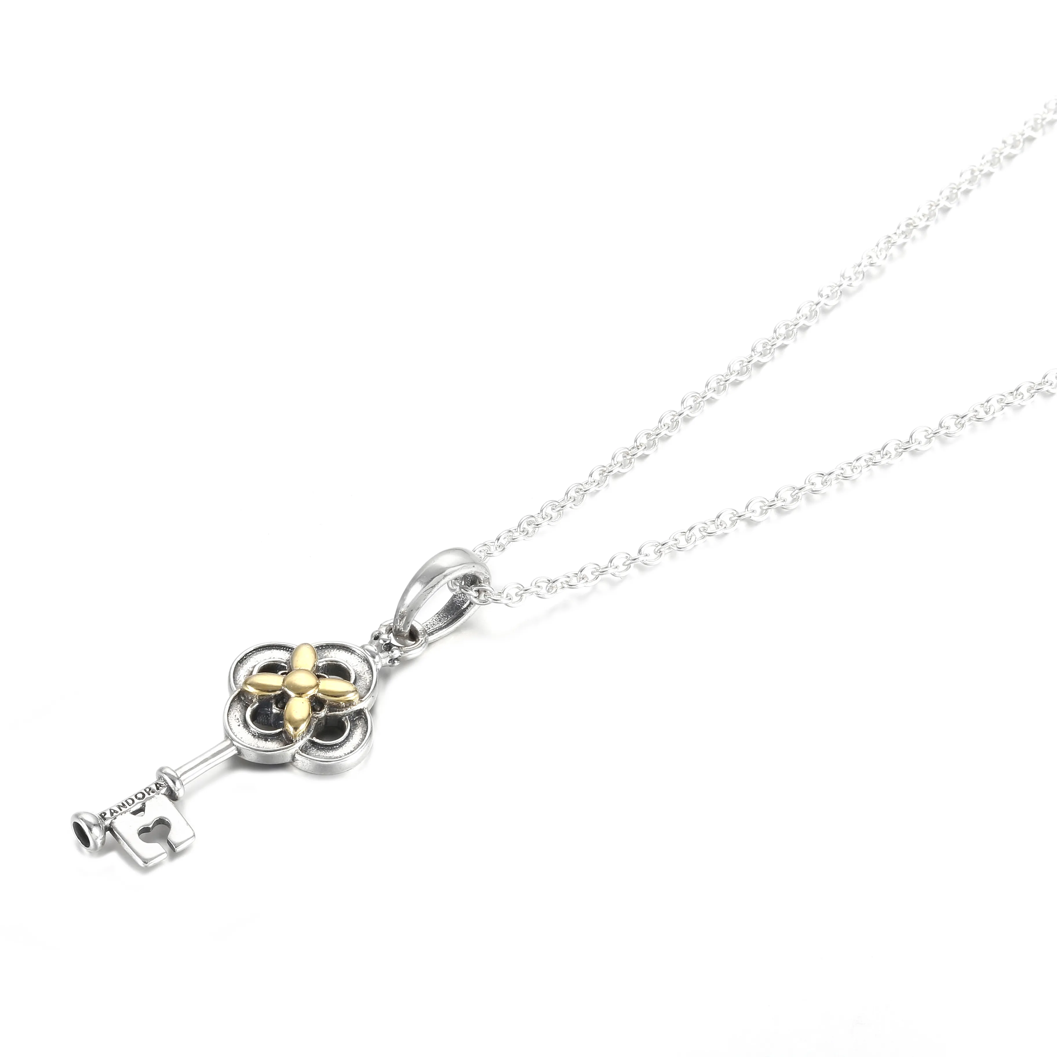 PANDORA Two-tone Key & Flower Necklace - 399339C01