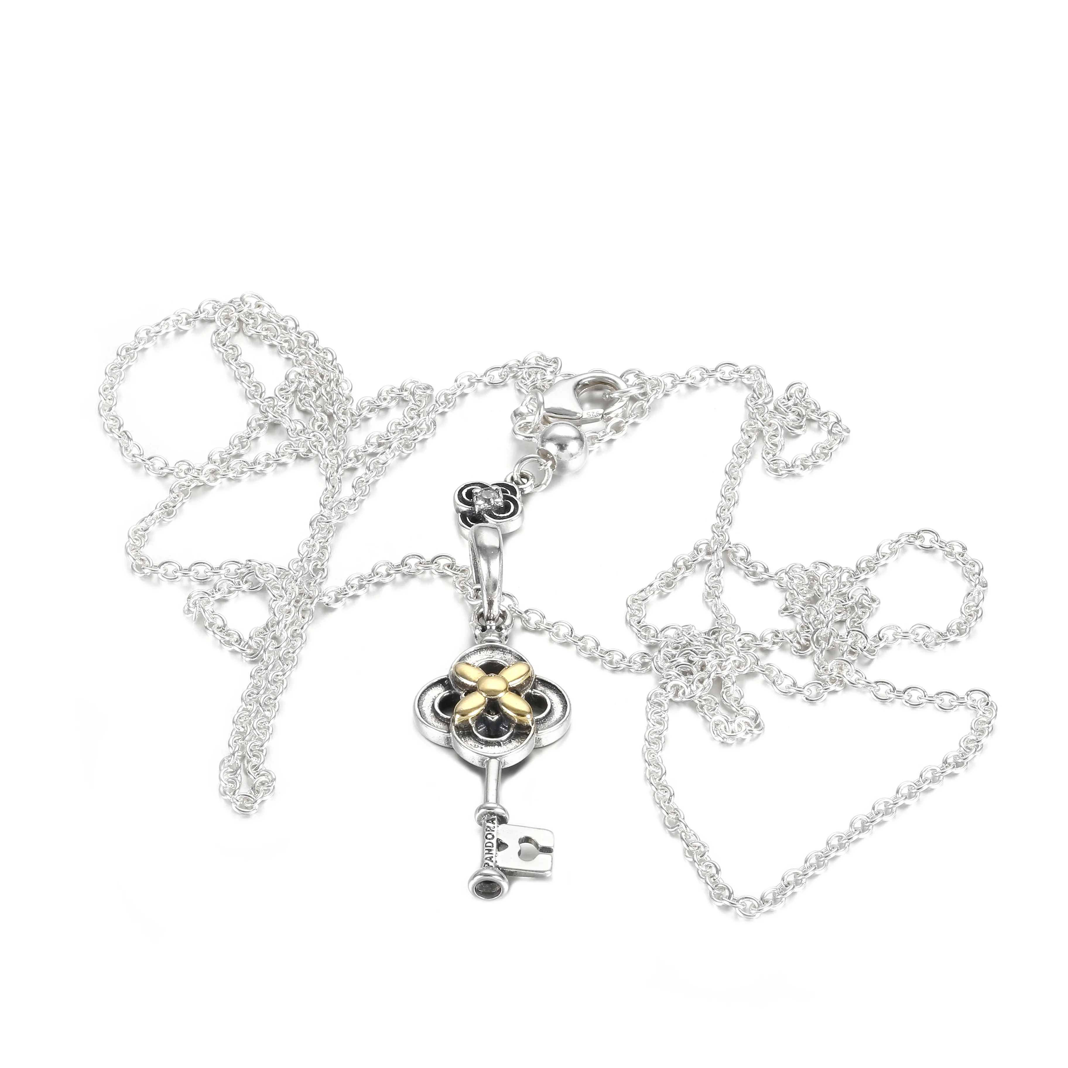 PANDORA Two-tone Key & Flower Necklace - 399339C01