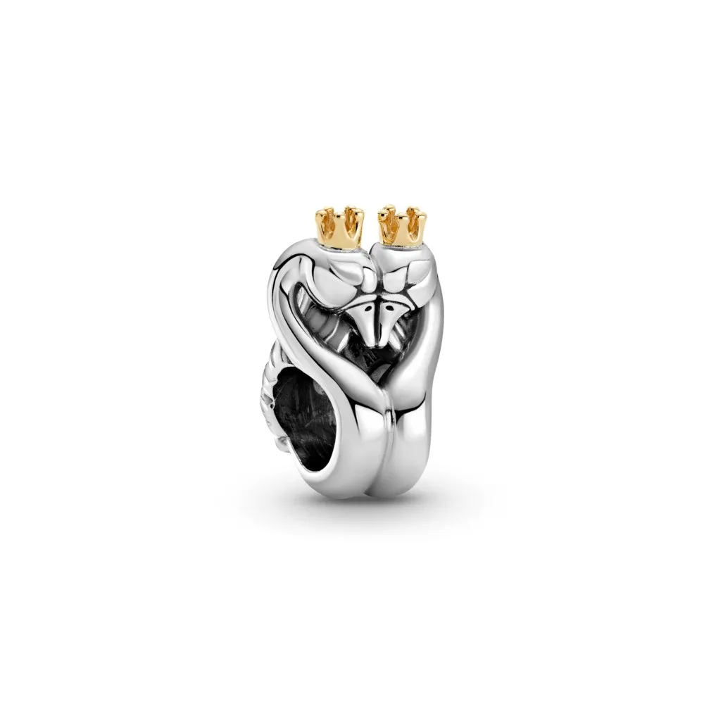 pandora twotone swans heart charm 799315c00