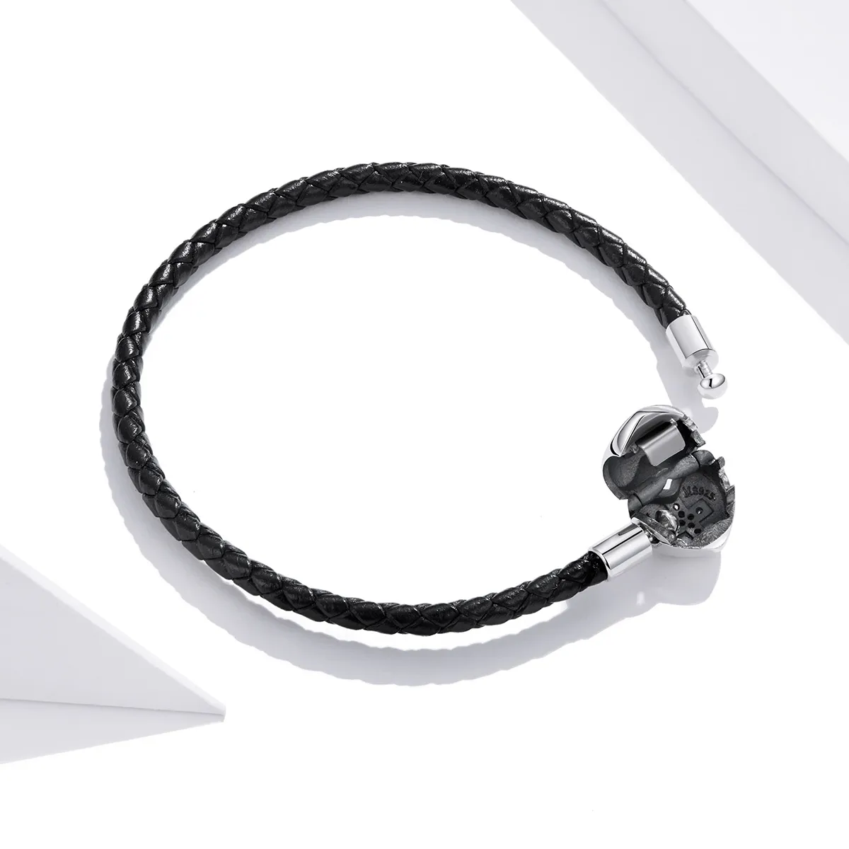 Pandora Style Silver Christening Cross Leather bracelet - SCB205