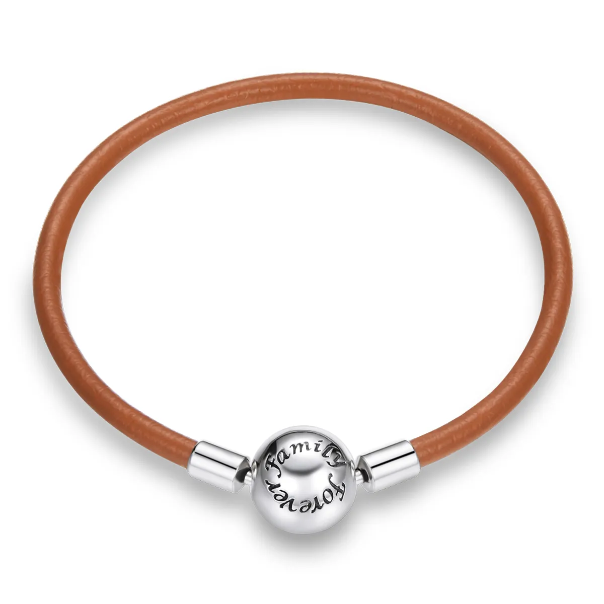 Pandora Style Silver Family Forever Leather bracelet - SCB215