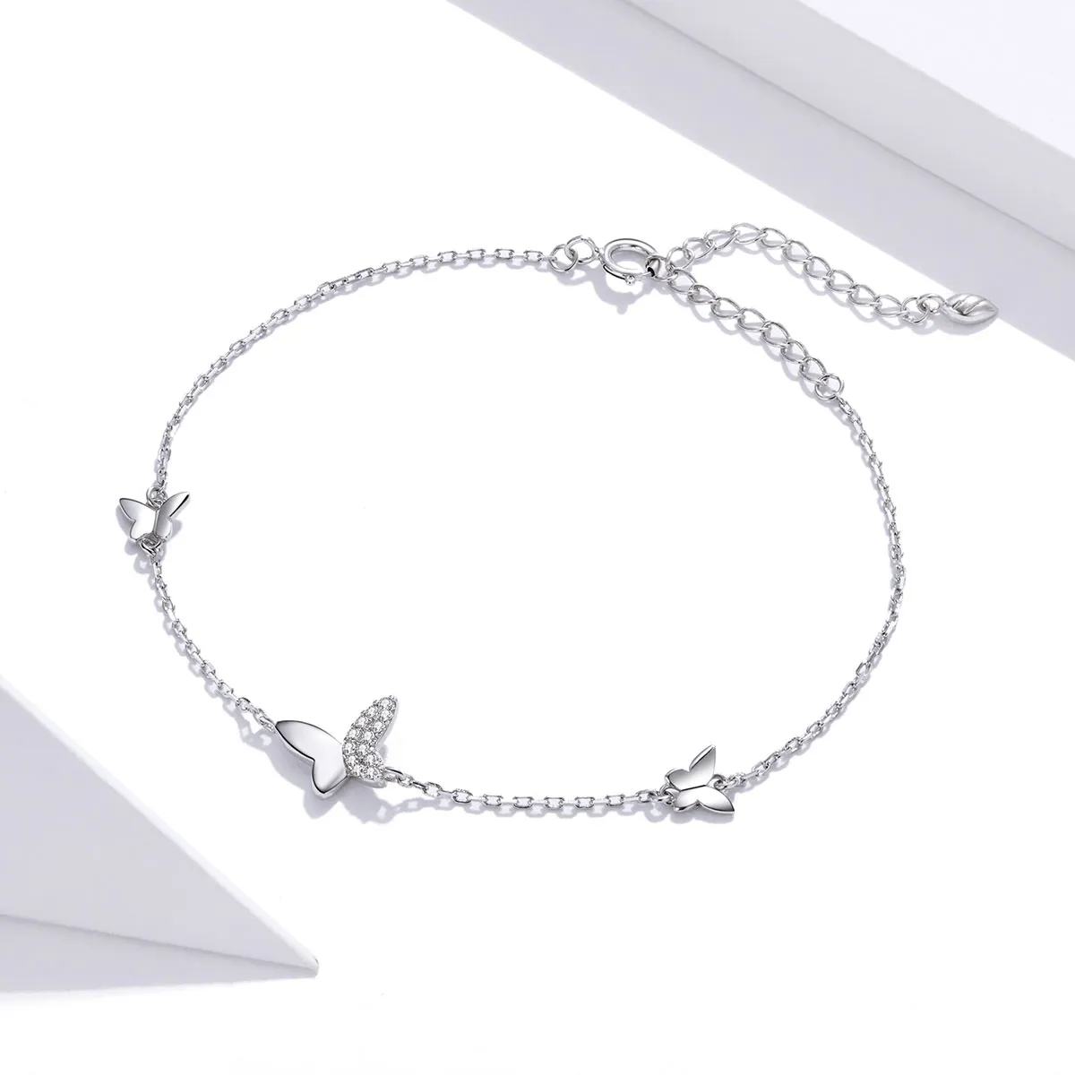 Pandora Style Silver Surrounded Butterflies bracelet - SCB197