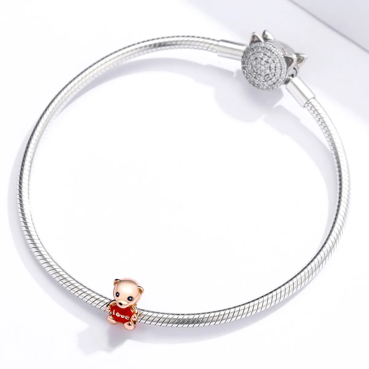 Pandora Style Pink Gold Teddy Bear Charm - BSC228