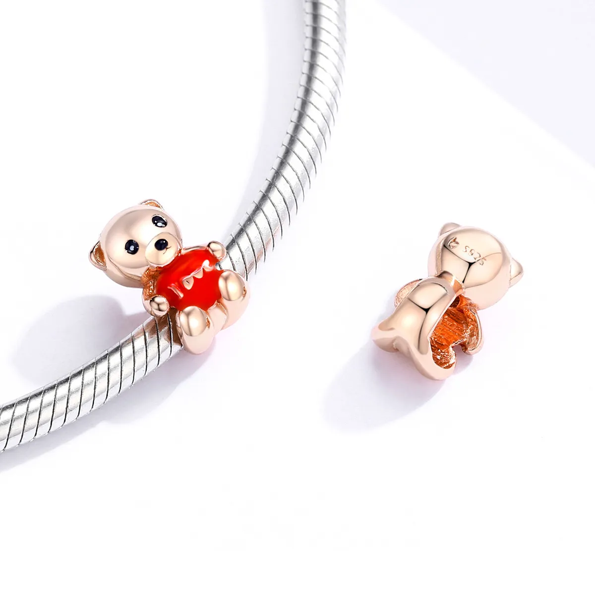 Pandora Style Pink Gold Teddy Bear Charm - BSC228