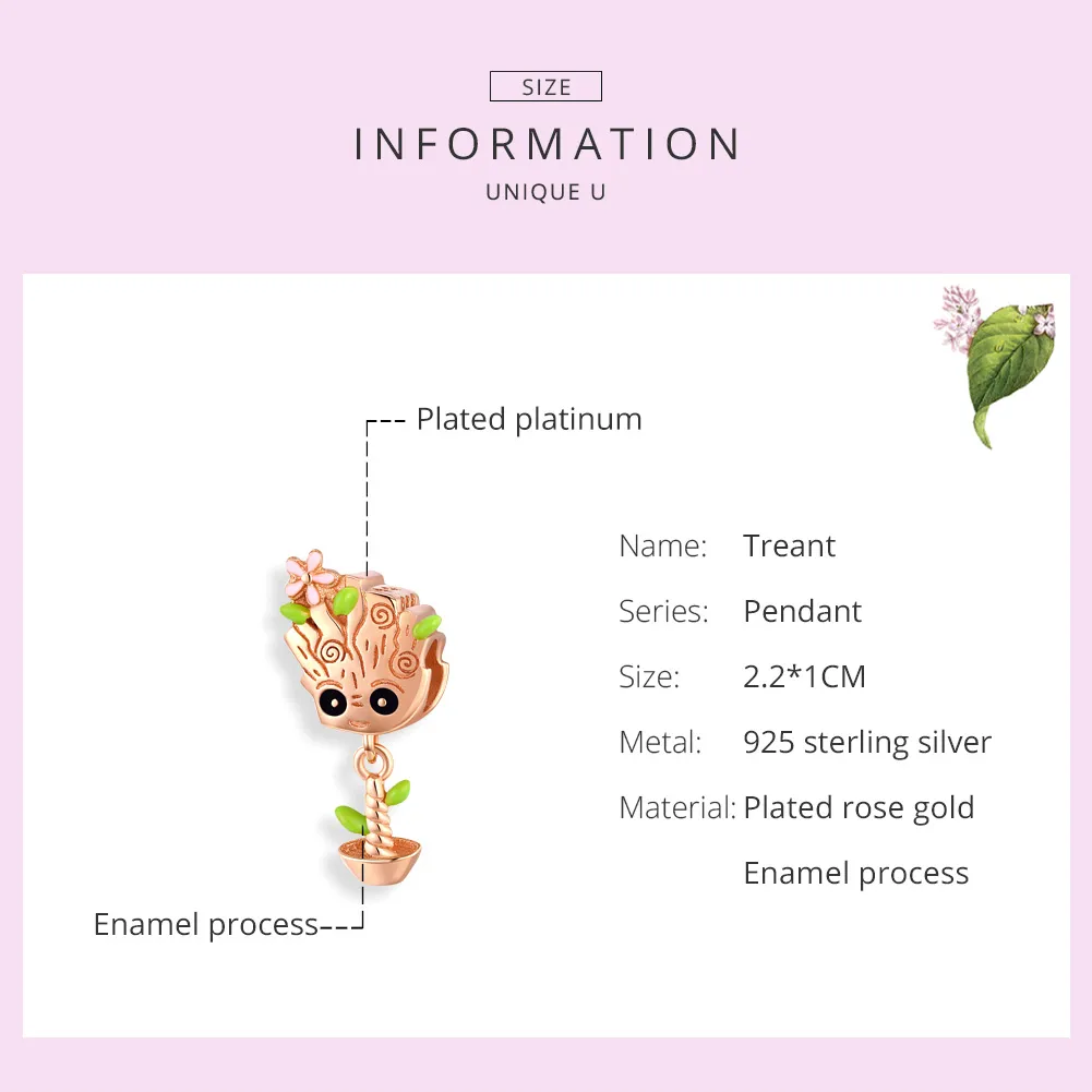 Pandora Style Rose Gold Baby Groot Charm - BSC130