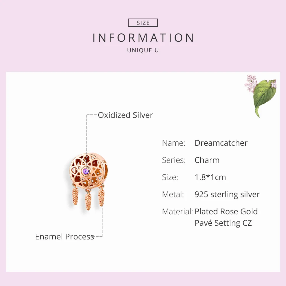 Pandora Style Rose Gold Dream Catcher Rose Gold Charm - SCC330-C