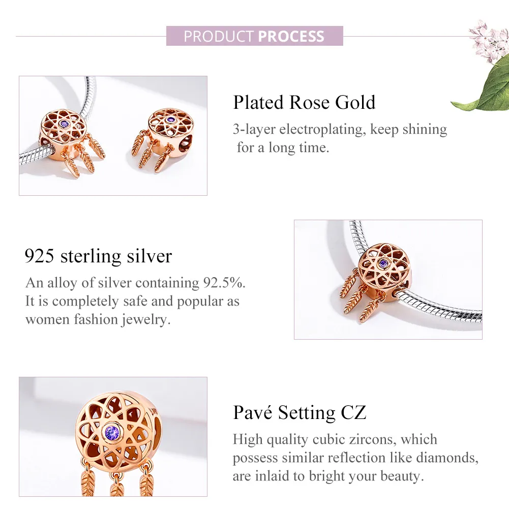 Pandora Style Rose Gold Dream Catcher Rose Gold Charm - SCC330-C