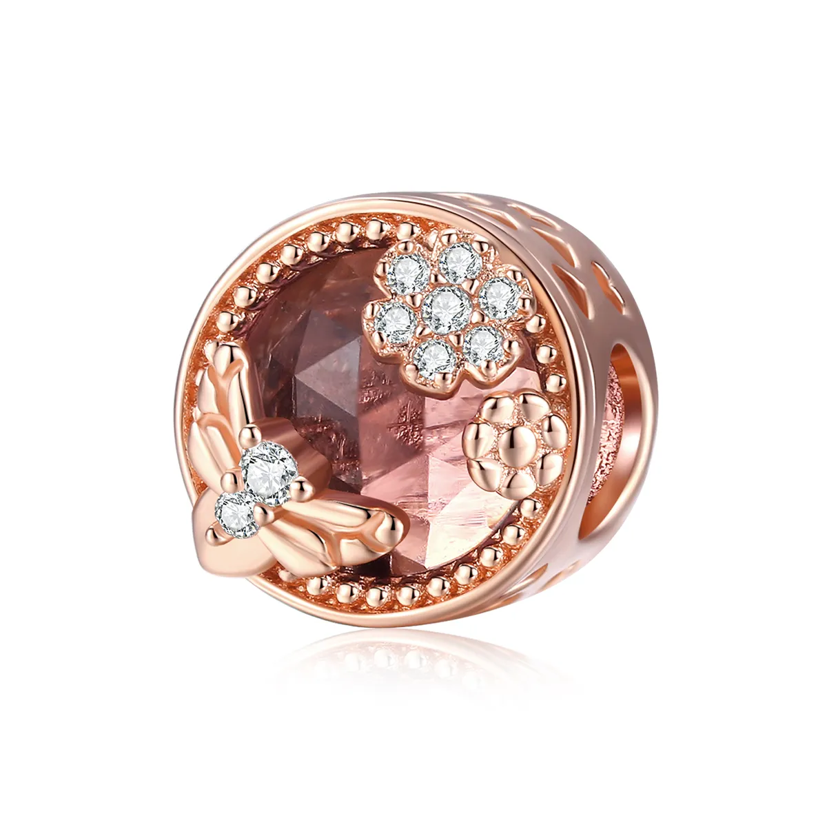 pandora style rose gold secret garden charm bsc389