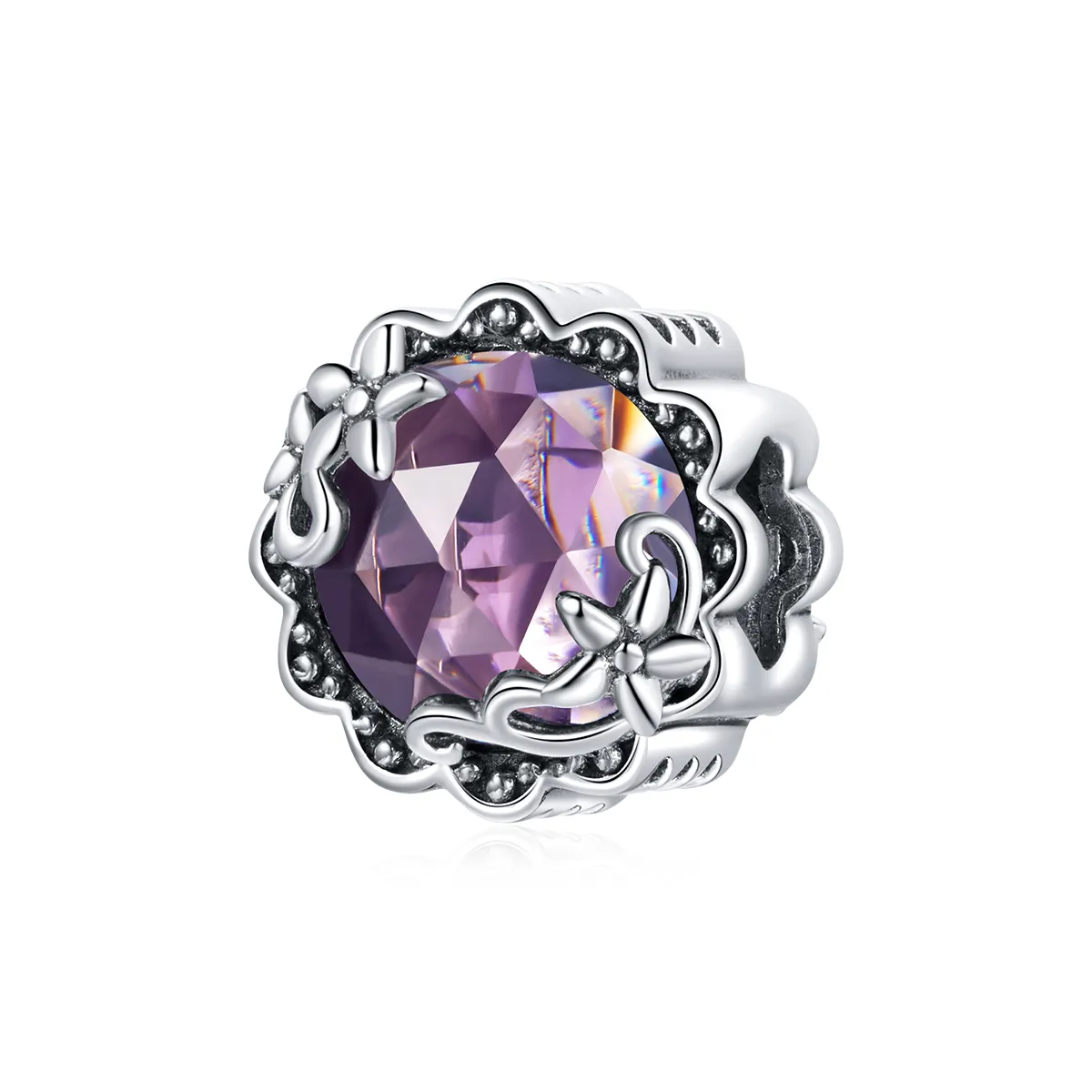 pandora style silver amethyst pattern charm scc1796