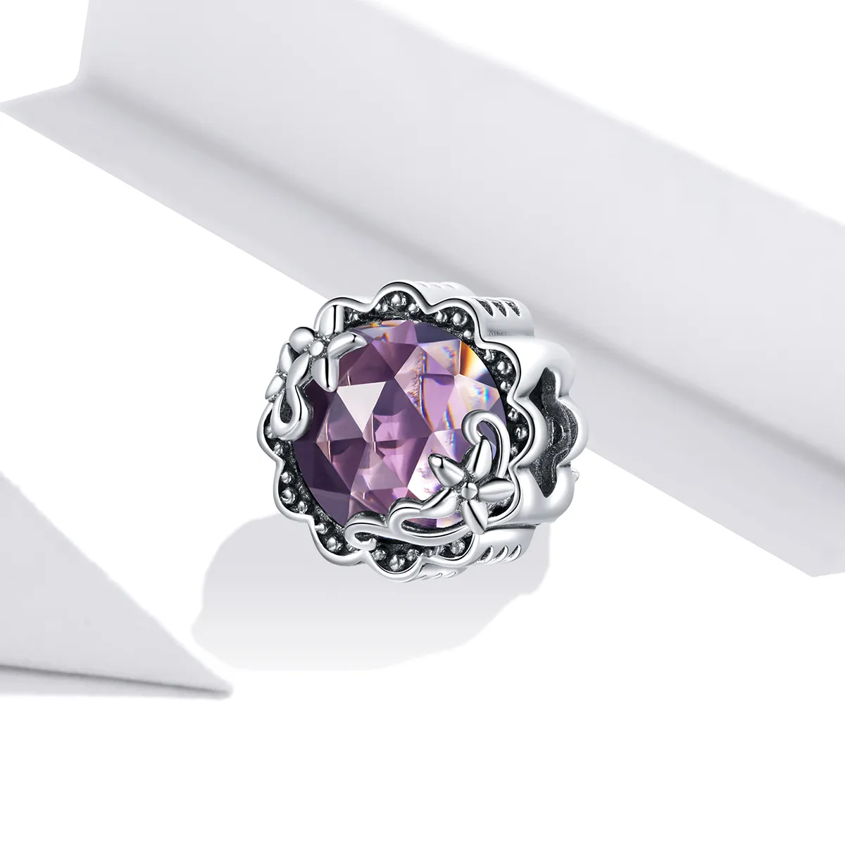 Pandora Style Silver Amethyst Pattern Charm - SCC1796