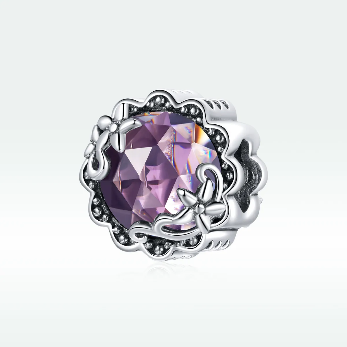 Pandora Style Silver Amethyst Pattern Charm - SCC1796