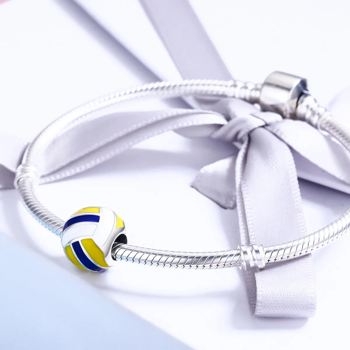 Pandora Style Silver Beach Volleyball Charm - SCC448