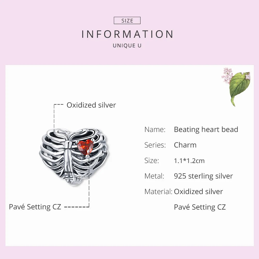 Pandora Style Silver Beating Heart Charm - SCC1764