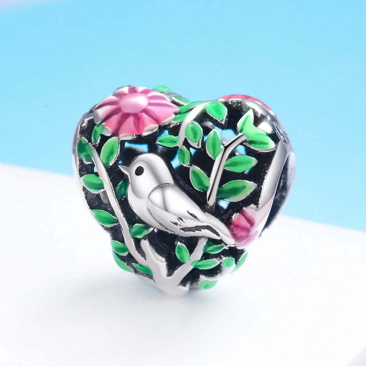 Pandora Style Silver Birds In The Forest Charm - SCC647