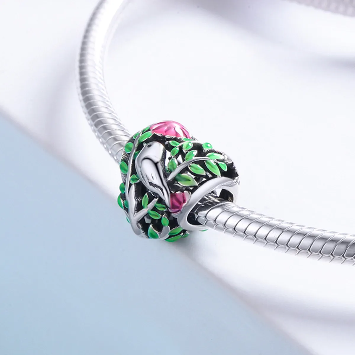 Pandora Style Silver Birds In The Forest Charm - SCC647