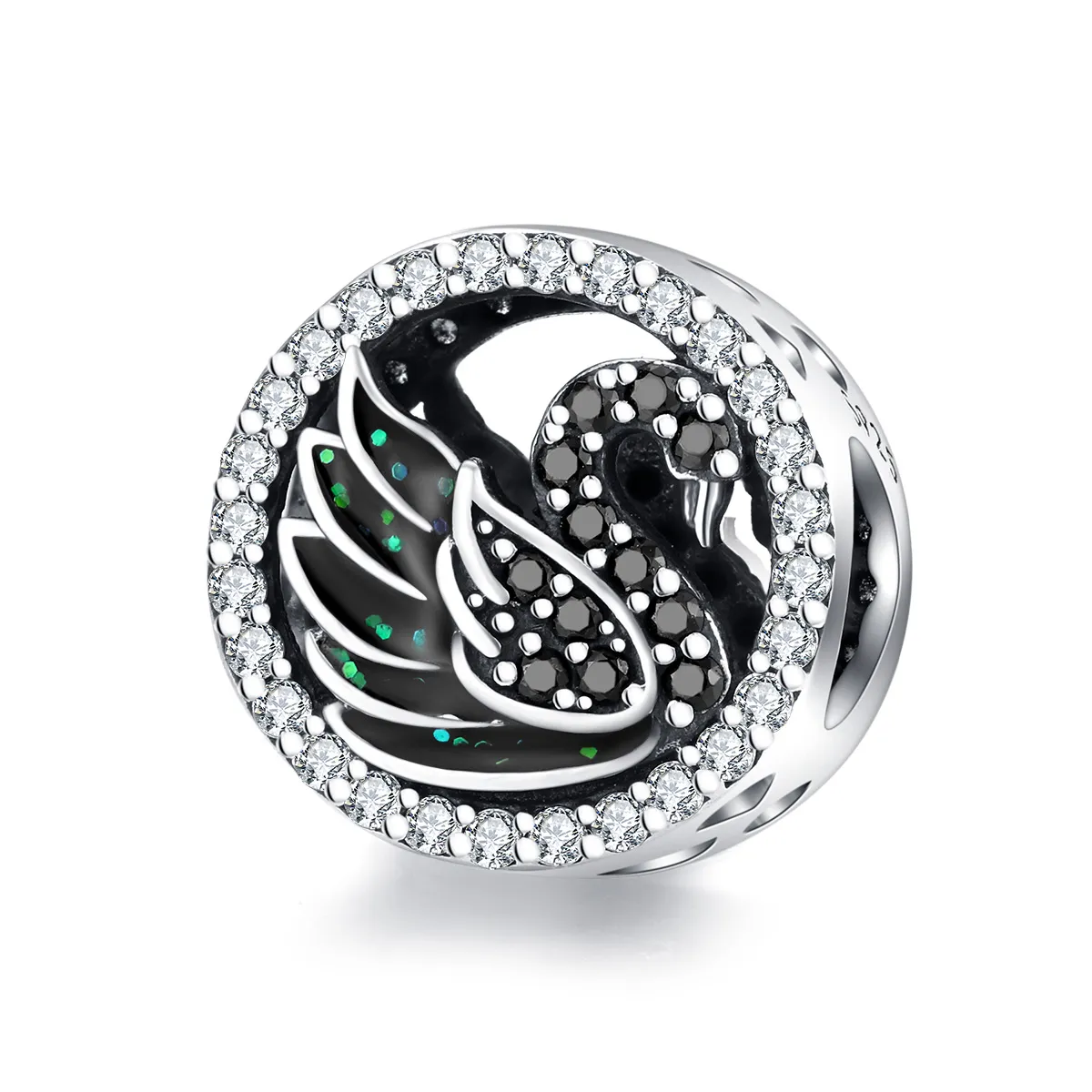 Pandora Style Silver Black Swan Charm - SCC1342