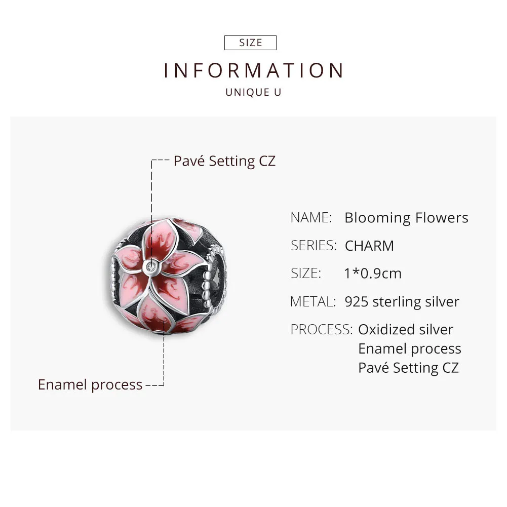 Pandora Style Silver Blooming Flower Charm - SCC1707