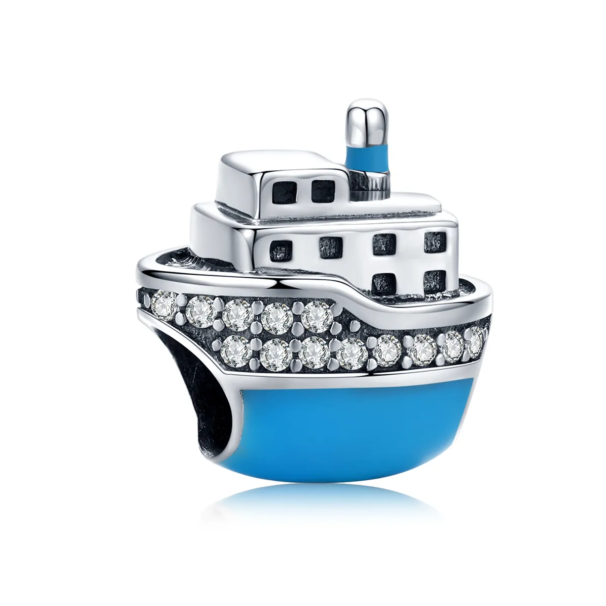 Pandora Style Silver Blue Cruise Ship Charm - SCC1379