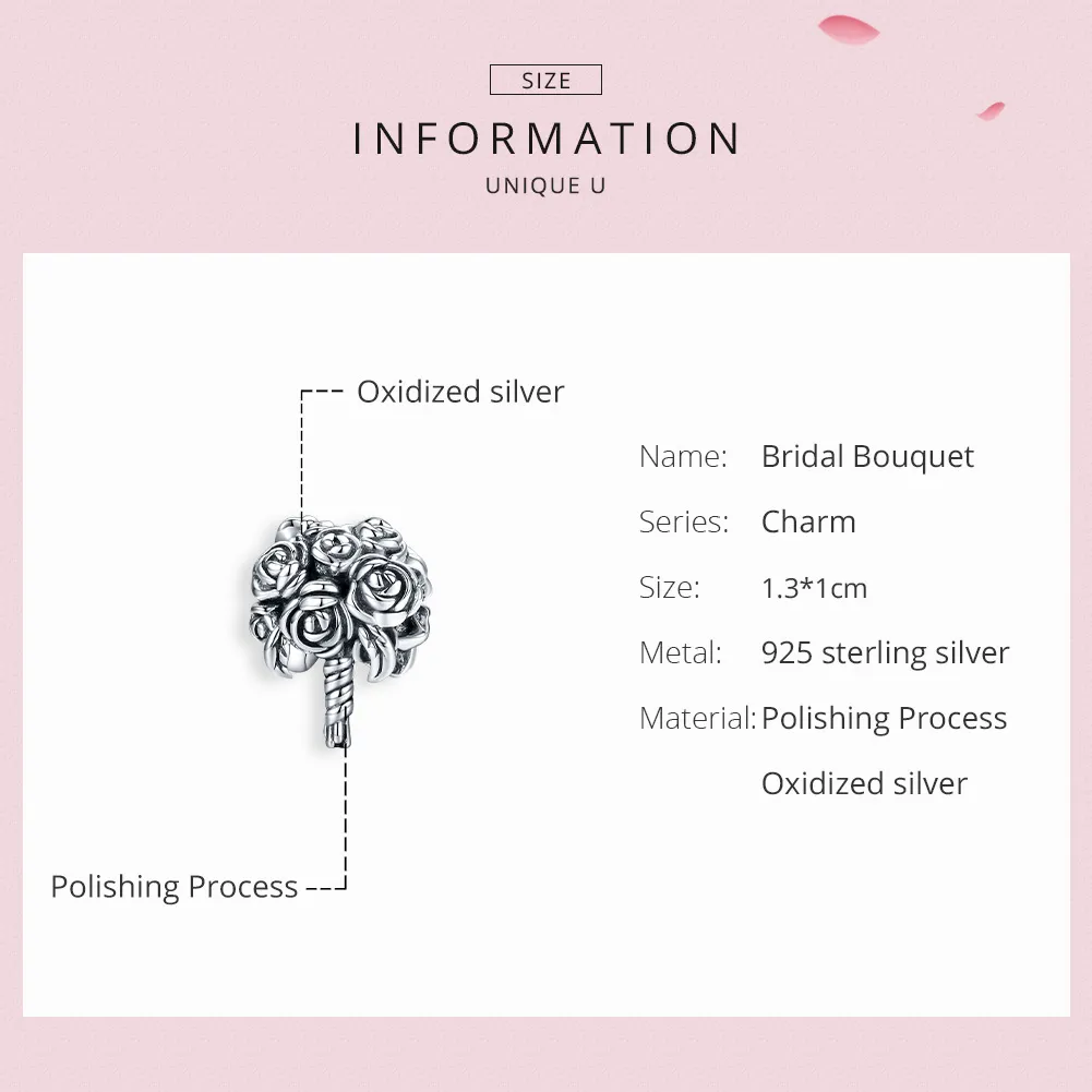 Pandora Style Silver Bridal Bouquet Charm - SCC1566