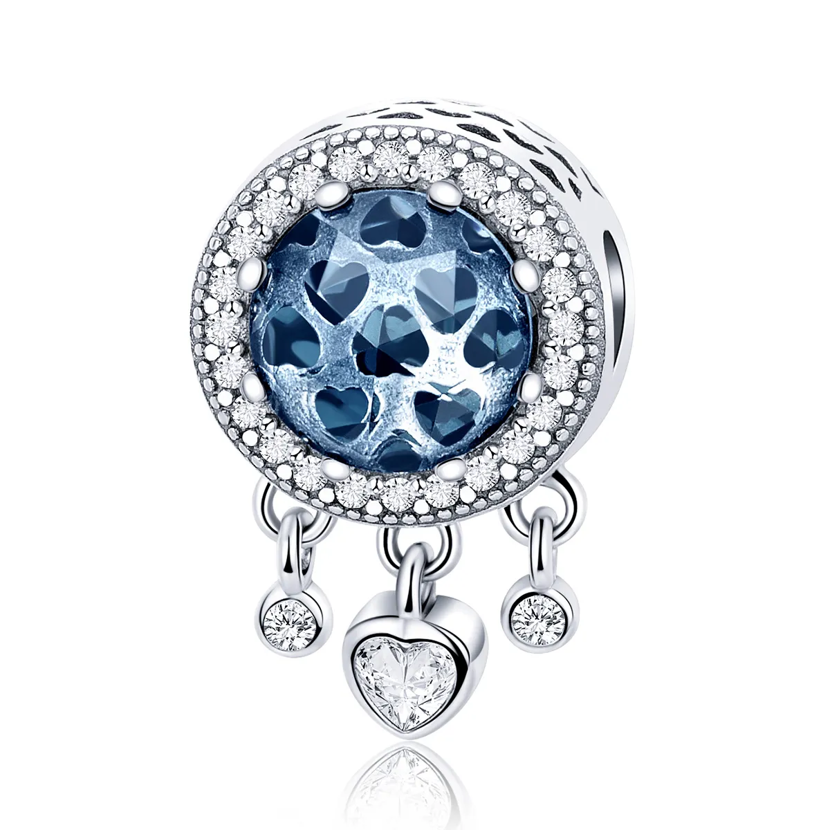 pandora style silver bright crystal heart charm scc724