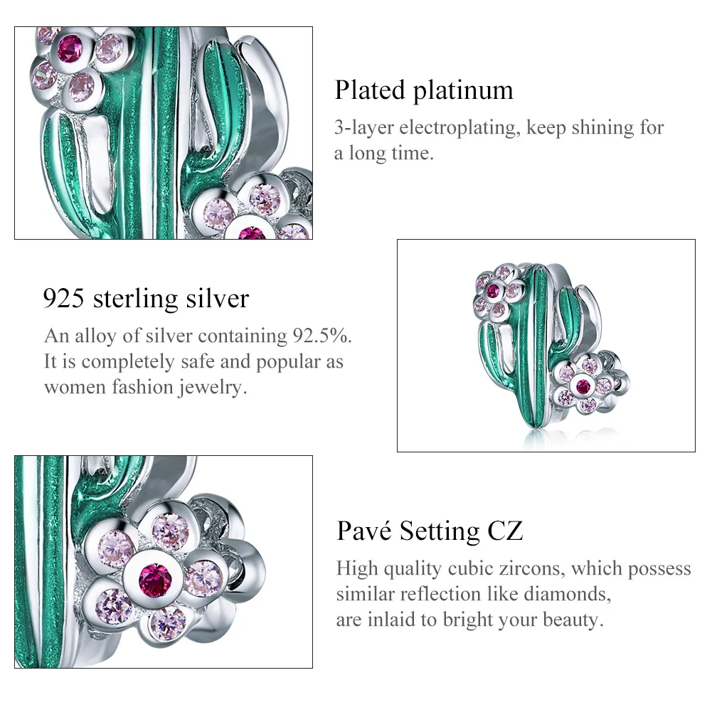 Pandora Style Silver Cactus Charm - BSC261