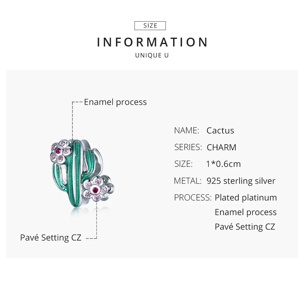 Pandora Style Silver Cactus Charm - BSC261