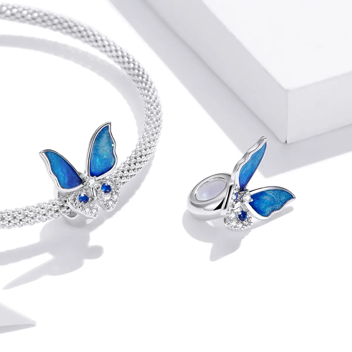 Pandora Style Silver Colorful Butterfly Charm - BSC405