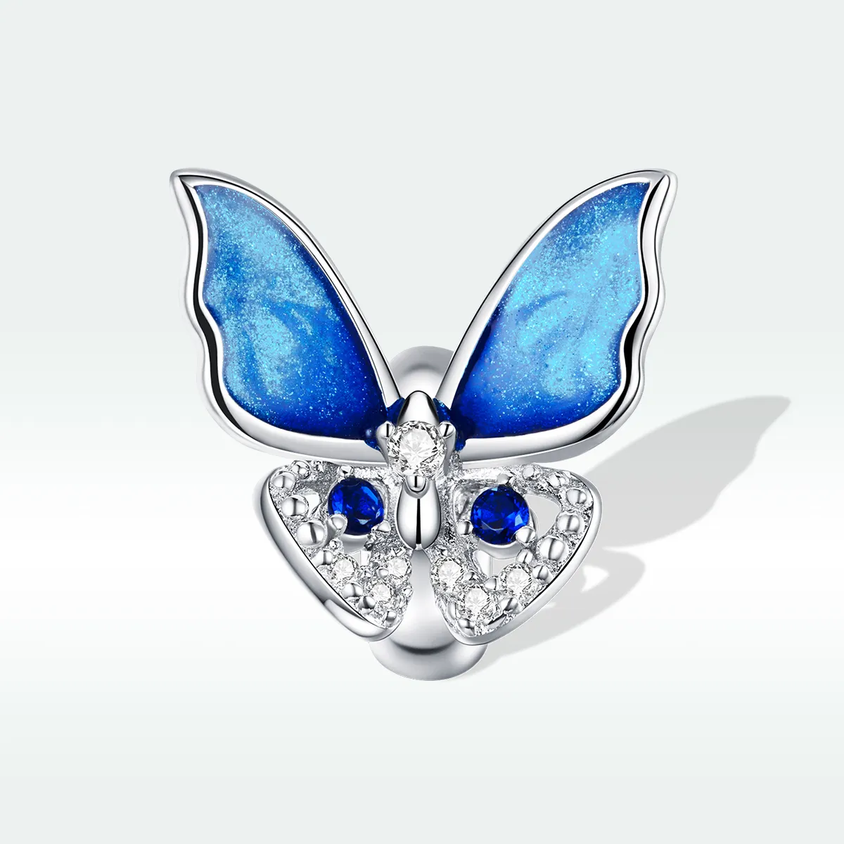 Pandora Style Silver Colorful Butterfly Charm - BSC405